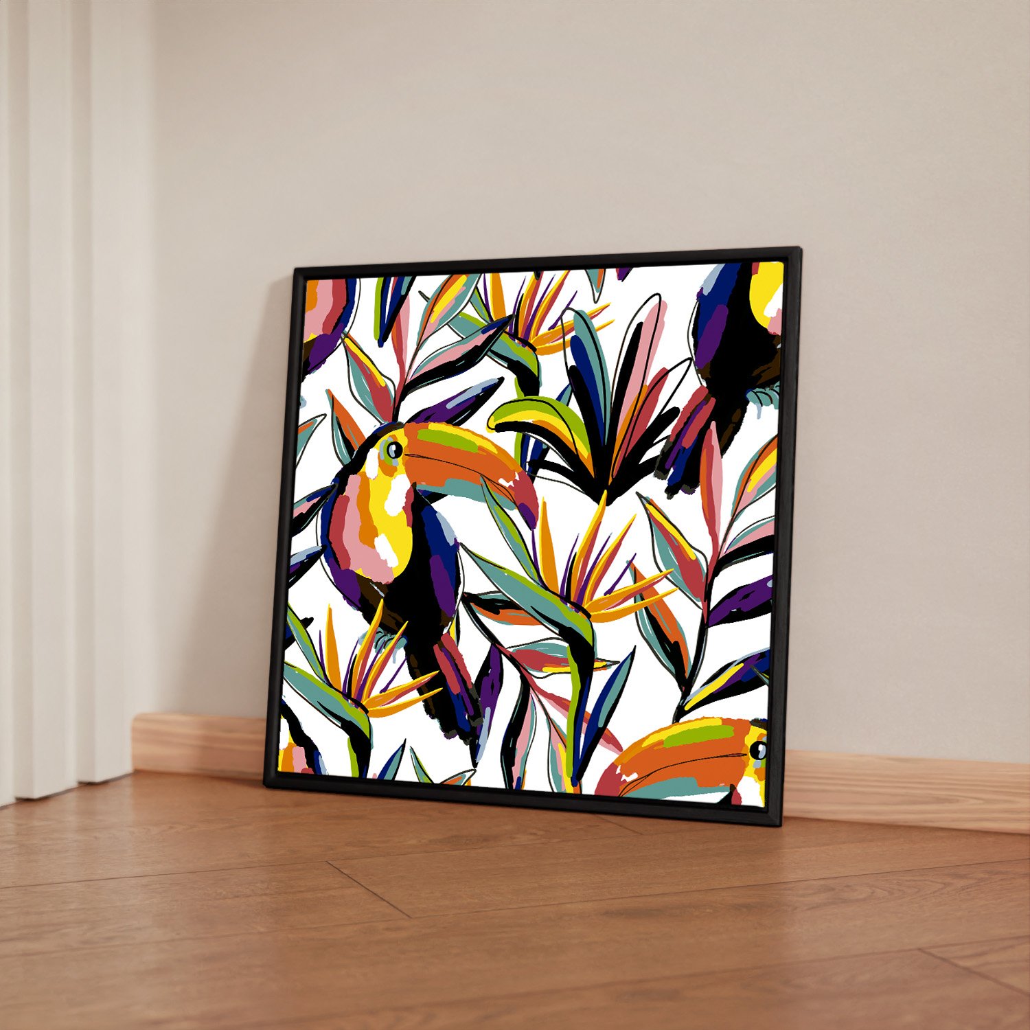 Quadro Decorativo 1 Tela Quadrada Pintura Tucano