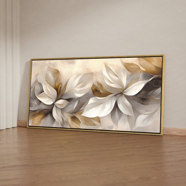 01 quadro decorativo 1 tela pintura folhagens abstratas neutra