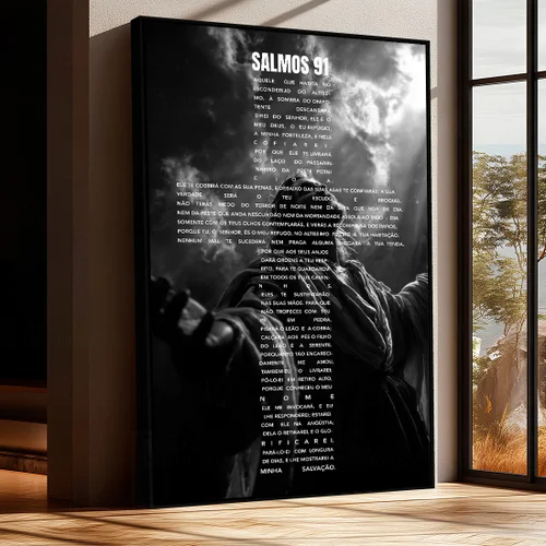 01 quadro decorativo 1 tela jesus cristo e o salmo 91