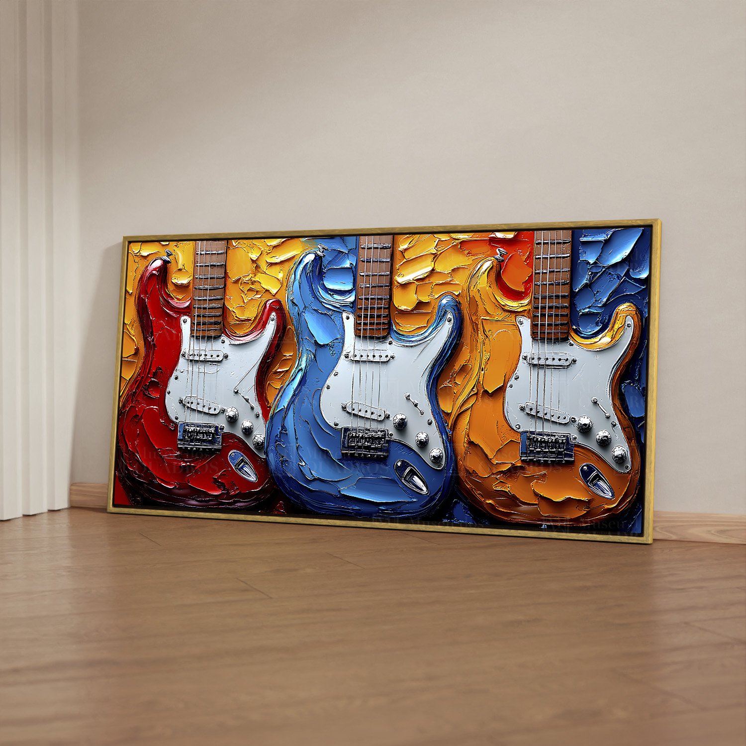 アート・デザイン・音楽 'Ritmo Do Brasil' Quadro Decorativo 1 Tela Pintura Vibrante Contrabaixo